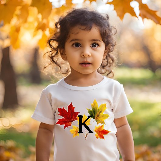 T-shirt Pour Les Tous Petits feuilles d'érable avec votre lettre