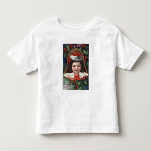 T-shirt Pour Les Tous Petits Fille à Santa Hat dans Bell (Devant)