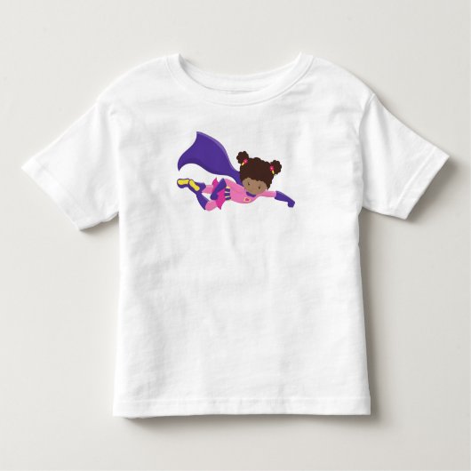 T-shirt Pour Les Tous Petits Fille afro-américaine, cape, fille super-héroïne (Devant)