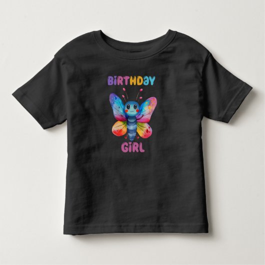 T-shirt Pour Les Tous Petits Fille d'anniversaire papillon (Devant)