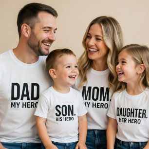 T-shirt Pour Les Tous Petits Fille Son Héros Chemise Assortie Papa et Fille