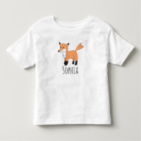 Filles Cute Woodland Forest Fox and Name