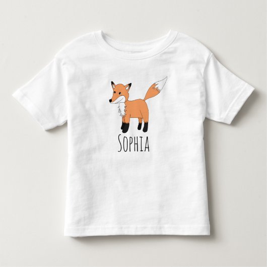 T-shirt Pour Les Tous Petits Filles Cute Woodland Forest Fox and Name (Devant)