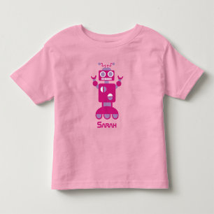 T-shirt Pour Les Tous Petits Filles de robot rose violet moderne personnalisé