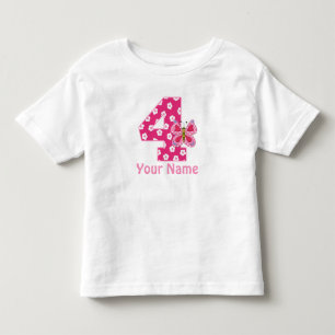 T-shirt Pour Les Tous Petits Filles papillon 4e anniversaire Chemise personnali
