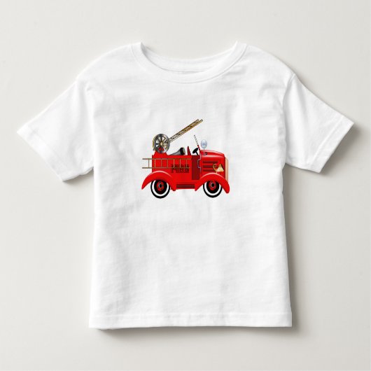 T-shirt Pour Les Tous Petits Fire Engine "ajoutez votre propre nom" (Devant)