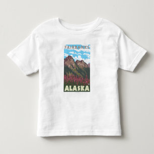 T-shirt Pour Les Tous Petits Fireweed et montagnes - Fairbanks, Alaska