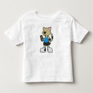 T-shirt Pour Les Tous Petits Fitness au chat avec Dumbbell