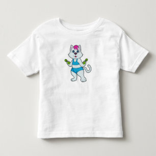 T-shirt Pour Les Tous Petits Fitness Cat Dumbbell
