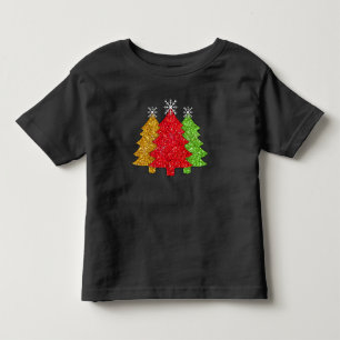 T-shirt Pour Les Tous Petits Flacon de neige de l'arbre de Noël rouge étincelan