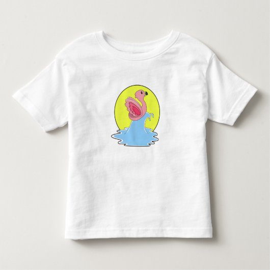 T-shirt Pour Les Tous Petits Flamant rose à Surfing on Water (Devant)