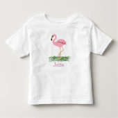 T-shirt Pour Les Tous Petits Flamant rose Dans L'Herbe Personnalisé (Devant)