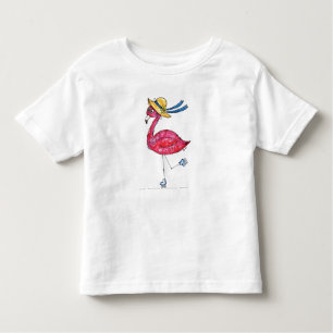 T-shirt Pour Les Tous Petits Flamant rose rose sur patins