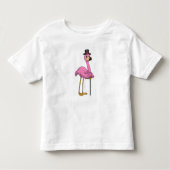 T-shirt Pour Les Tous Petits Flamingo as Pensioner with Walking stick (Devant)