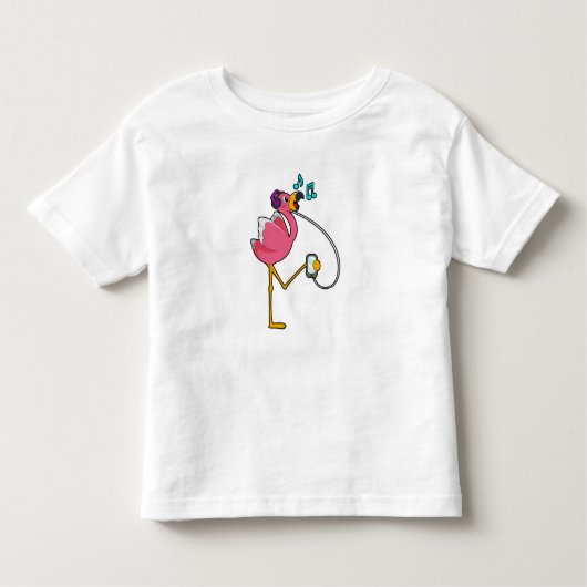 T-shirt Pour Les Tous Petits Flamingo at Music with Headphone (Devant)