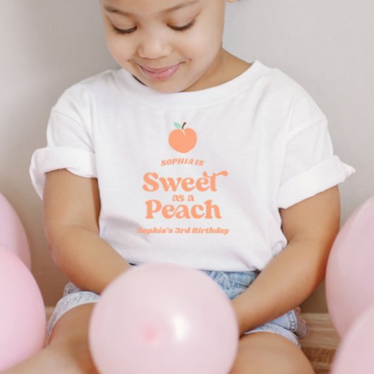 T-shirt Pour Les Tous Petits Fleur de Pêche Rose Orange Fête d'Anniversaire