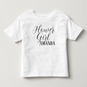 T-shirt Pour Les Tous Petits Flower Girl Black Modern Script personnalisé enfan