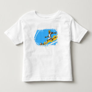 T-shirt Pour Les Tous Petits Footballeur donnant un coup de pied un ballon de