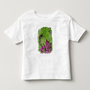 T-shirt Pour Les Tous Petits Fougères forestières avec des pétales de fleurs ro