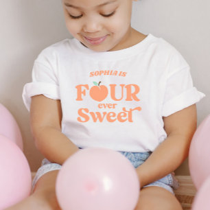 T-shirt Pour Les Tous Petits Four Ever Sweet Peach Fruit 4e fête d'anniversaire