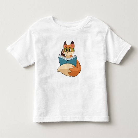 T-shirt Pour Les Tous Petits Fox as nerd with Book & Glasses (Devant)