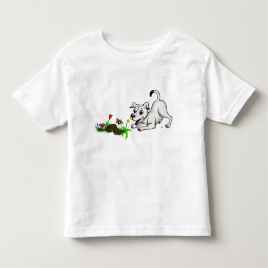 T-shirt Pour Les Tous Petits Frühlingserwachen, Welpe mit Schmetterling (Devant)