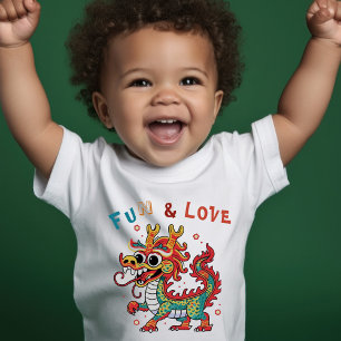 T-shirt Pour Les Tous Petits Fun Carton Dragon Chinois Nouvel An Fu Kids Cadeau