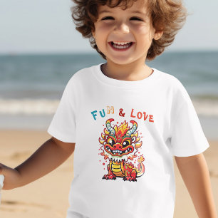 T-shirt Pour Les Tous Petits Fun Carton Dragon Chinois Nouvel An Fu Kids Cadeau