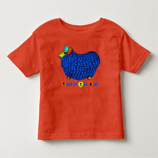 T-shirt Pour Les Tous Petits Funky Bleu Bélier Chinois Année Zodiac Toddler T (Devant)