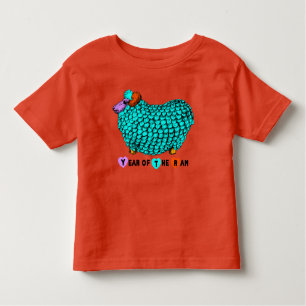 T-shirt Pour Les Tous Petits Funky Turquoise Ram Chinois Année Zodiac Toddler T