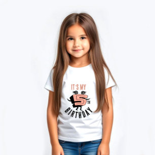 T-shirt Pour Les Tous Petits Funny rose numéro cinq