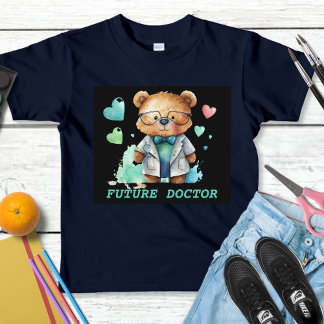 T-shirt Pour Les Tous Petits Futur médecin ours en aquarelle médicale Teddy Bea