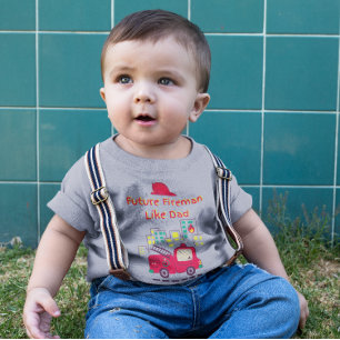 T-shirt Pour Les Tous Petits Futur pompier comme papa dessin à la main