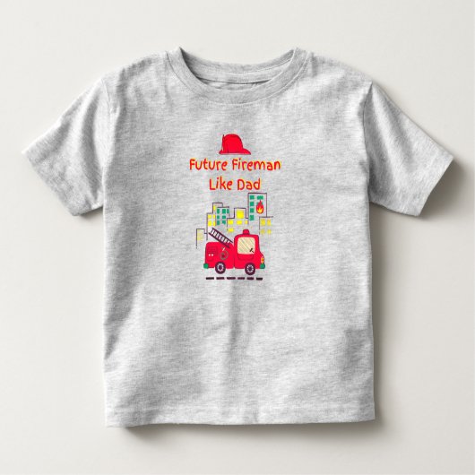 T-shirt Pour Les Tous Petits Futur pompier comme papa main tiré (Devant)