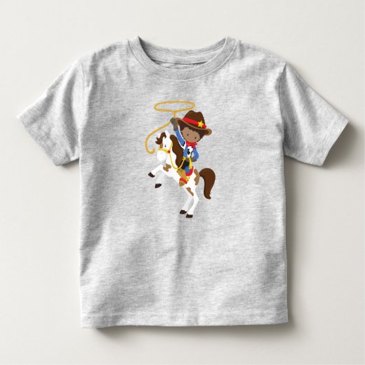 T-shirt Pour Les Tous Petits Garçon afro-américain, Cow-boy, Shérif, Lasso (Devant)