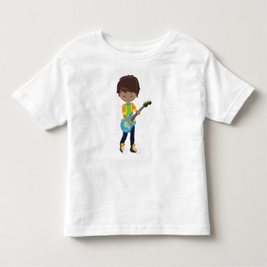 T-shirt Pour Les Tous Petits Garçon Afro-Américain, Rock Boy, Joueur de Guitare (Devant)