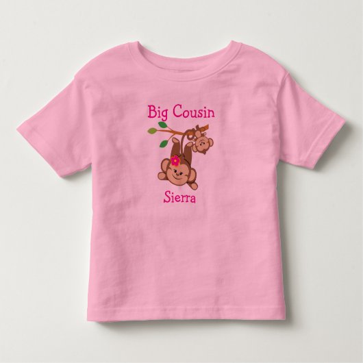 T-shirt Pour Les Tous Petits Garçon customisé, Fille Singes Gros Cousin (Devant)