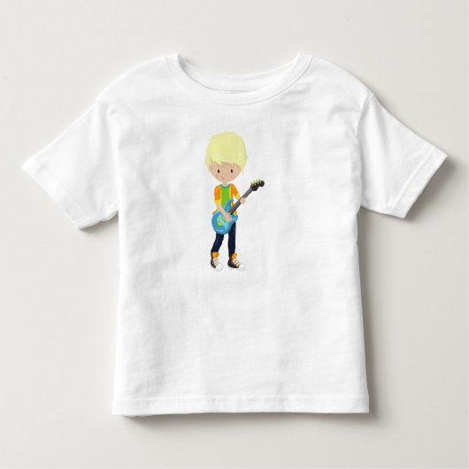 T-shirt Pour Les Tous Petits Garçon de rock, cheveux blonds, guitariste, groupe (Devant)