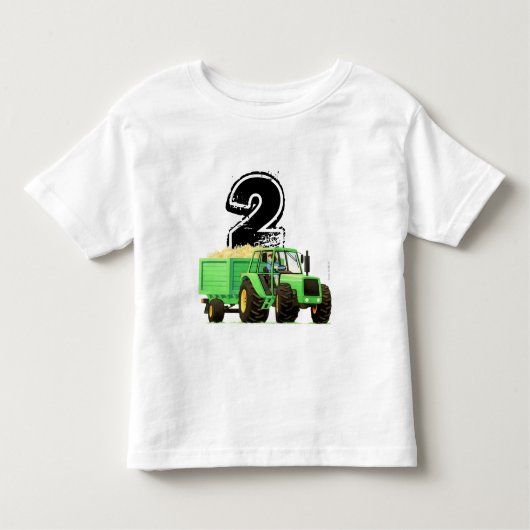 T-shirt Pour Les Tous Petits Garçons Custom Green Tracteur 2e anniversaire (Devant)