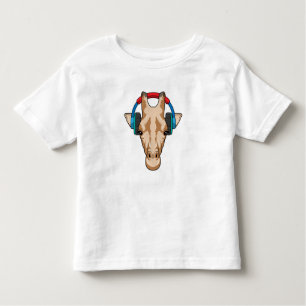 T-shirt Pour Les Tous Petits Girafe at Music with Headphone