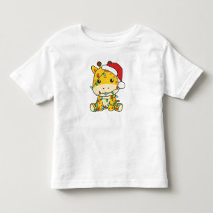 T-shirt Pour Les Tous Petits Giraffe Noël Animaux d'hiver Giraffes