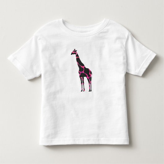 T-shirt Pour Les Tous Petits Giraffe Rose chaud et Silhouette noire (Devant)