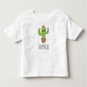 T-shirt Pour Les Tous Petits Girls Cute Kawaii Cactus Plante et nom