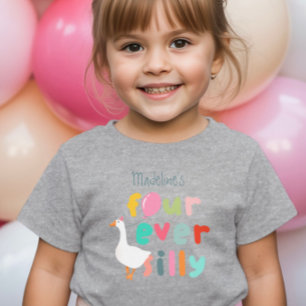 T-shirt Pour Les Tous Petits Girls Four Ever Silly Farm Goose 4e anniversaire