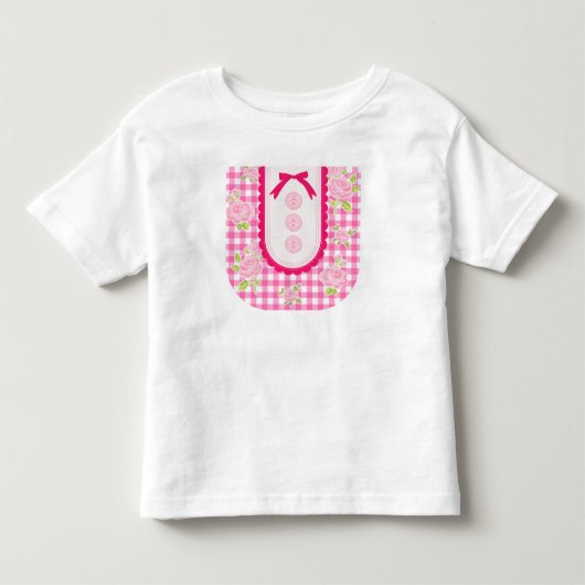 T-shirt Pour Les Tous Petits Girly gingham check pattern with cute ribbon (Devant)