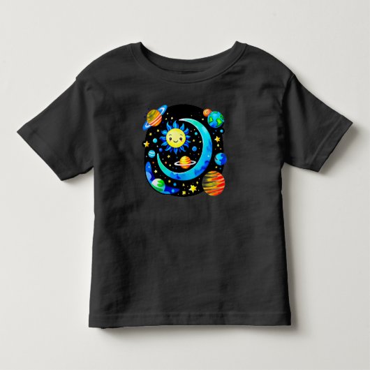 T-shirt Pour Les Tous Petits Globe spatial vibrant avec planètes (Devant)