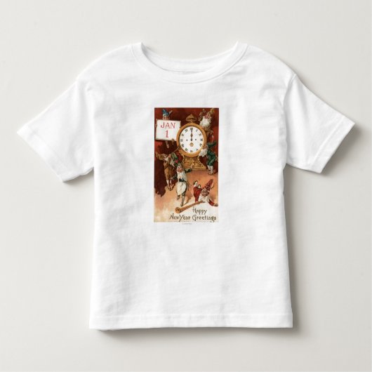 T-shirt Pour Les Tous Petits Gnomes Partying autour d'une horloge (Devant)