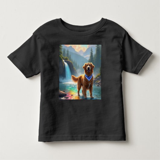 T-shirt Pour Les Tous Petits Golden Retriever dans un Imaginaire Rainbow River (Devant)