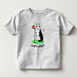 T-shirt Pour Les Tous Petits Golf Sibérien Husky (noir) Chien Jouant Mal Drôle