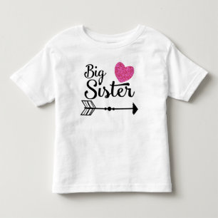 T-shirt Pour Les Tous Petits Grand Soeur Rose Coeur Arrow Raglan